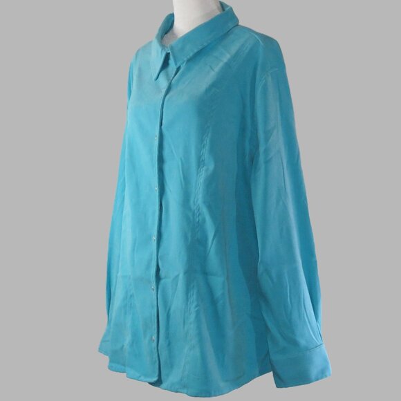 Jessica London Long Sleeve Button Up Blue Suede Style Top/Jacket Size 3X (C750) - Picture 4 of 6